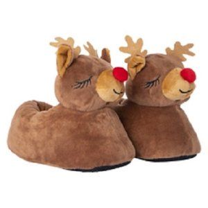 5 6 Womens Ladies Holiday Christmas winter house shoes slippers reindeer rudolph